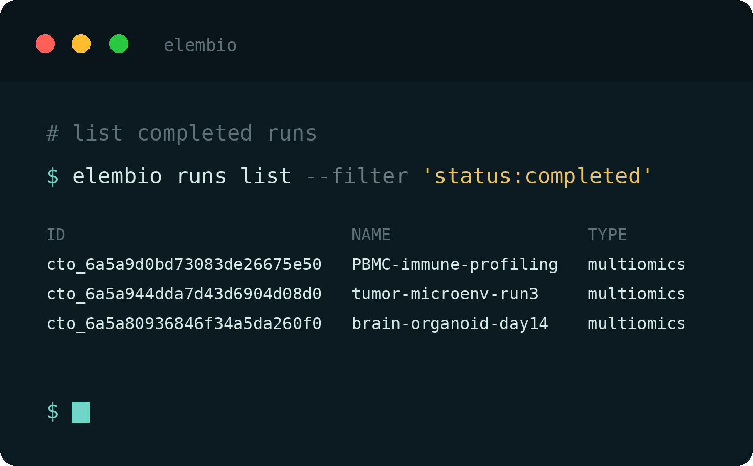 elembio cloud api and cli