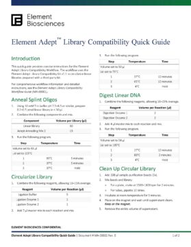 Element Adept Library Compatibility Workflow Quick Guide for the Standard Protocol (MA-00002)