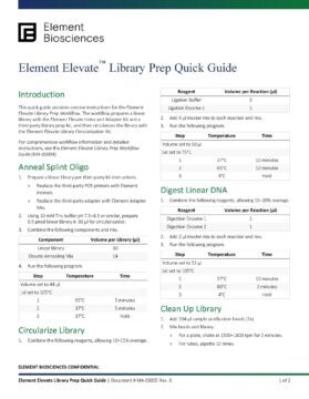 Element Elevate Library Prep Quick Guide for the Mechanical Protocol (MA-00005)