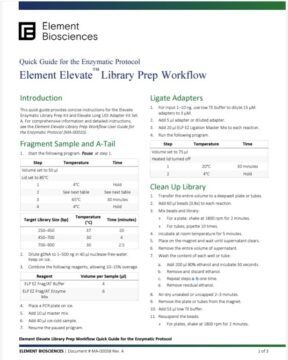 Element Elevate Library Prep Quick Guide for the Enzymatic Protocol (MA-00038)