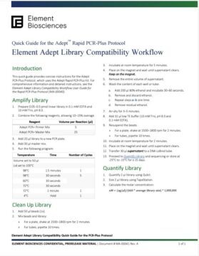 Element Adept Library Compatibility Workflow Quick Guide for the Rapid PCR-Plus Protocol (MA-00041)