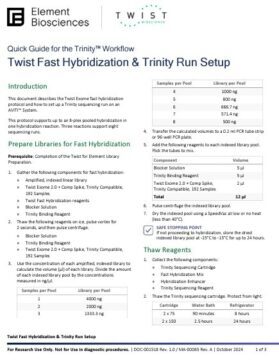 Twist Fast Hybridization & Trinity Run Setup Quick Guide (MA-00065)